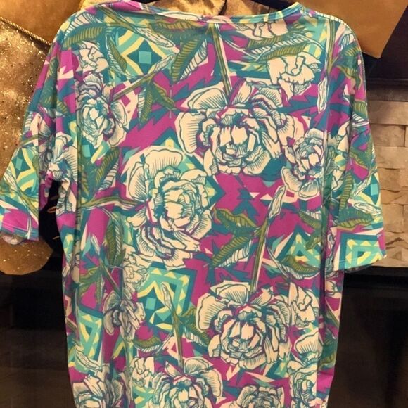 Lularoe Irma Green & Purple Tunic Shirt  X-Small - Picture 2 of 2